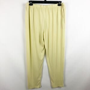 Open Edit Womens Wide Leg Knit Pants Large Yellow Casual Elastic Waist Pull On